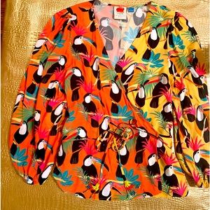 Farm Anthropologie wrap tropical blouse